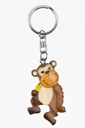 Wooden keychain monkey w.banana (6)