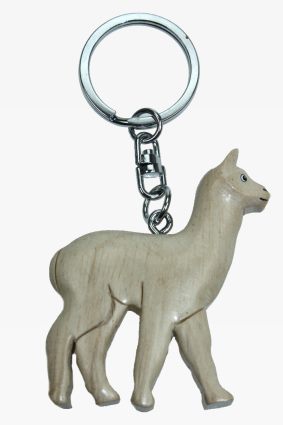 Wooden keychain white alpaca (6)