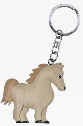Wooden keychain white horse (6)