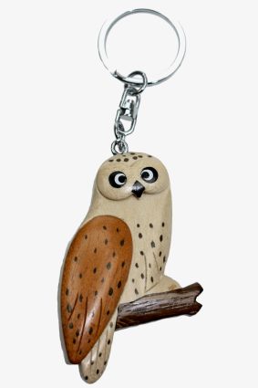 Wooden keychain snowy owl (6)