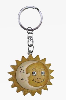 Wooden keychain sun and moon (6)