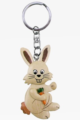 Wooden keychain white rabbit (6)