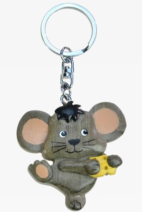 Wooden keychain mouse w.cheese (6)