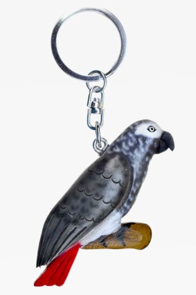 Wooden keychain grey parrot (6)