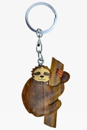 Wooden keychain sloth (6)