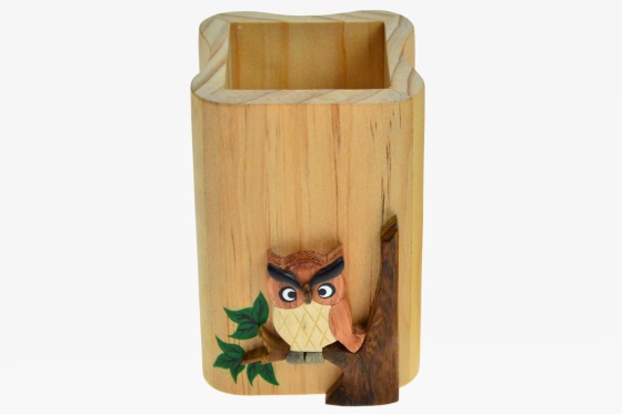 Wooden pencil holder owl (3)