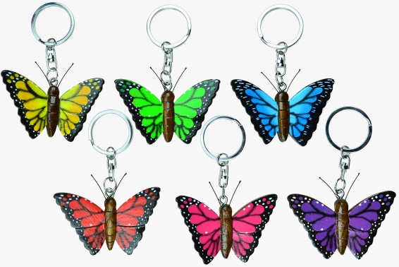 Wooden keychain butterfly 6 asst. (6)